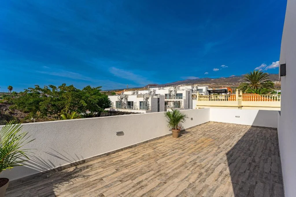 Upper terrace with wooden flooring